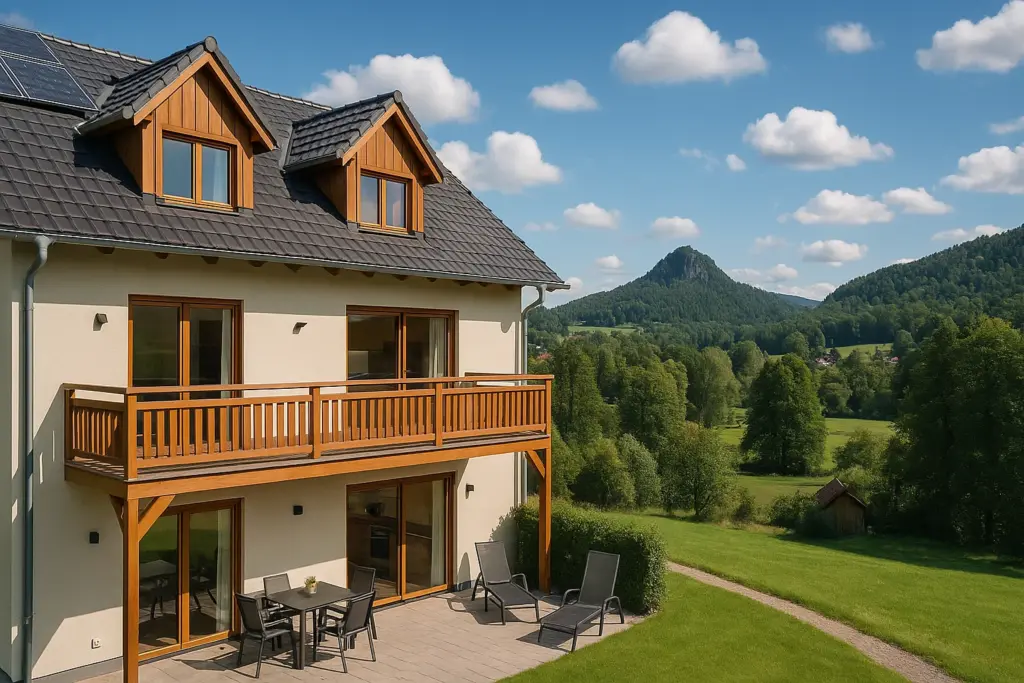 Gemütliche Ferienwohnung im Zittauer Gebirge mit Blick auf die Berge – Urlaub in der Oberlausitz